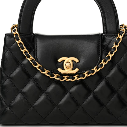 Chanel Shiny Aged Calfskin Quilted Nano Kelly Shopper Black 7 of 13