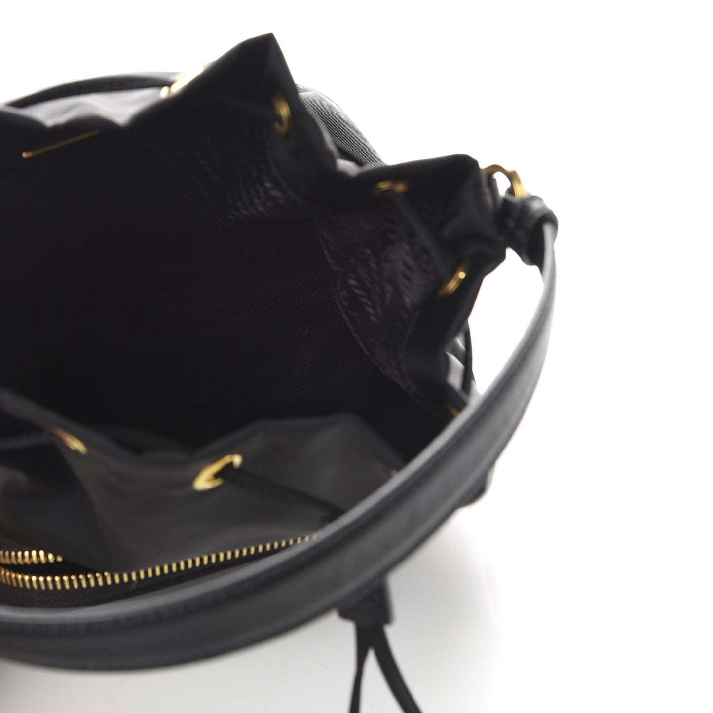 Saffiano Tessuto Nylon Mini Bucket Crossbody Bag Black