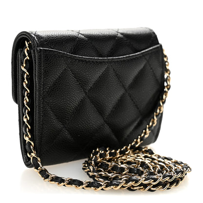 Chanel Caviar Quilted Flap Card Holder On Chain Black 3 of 11