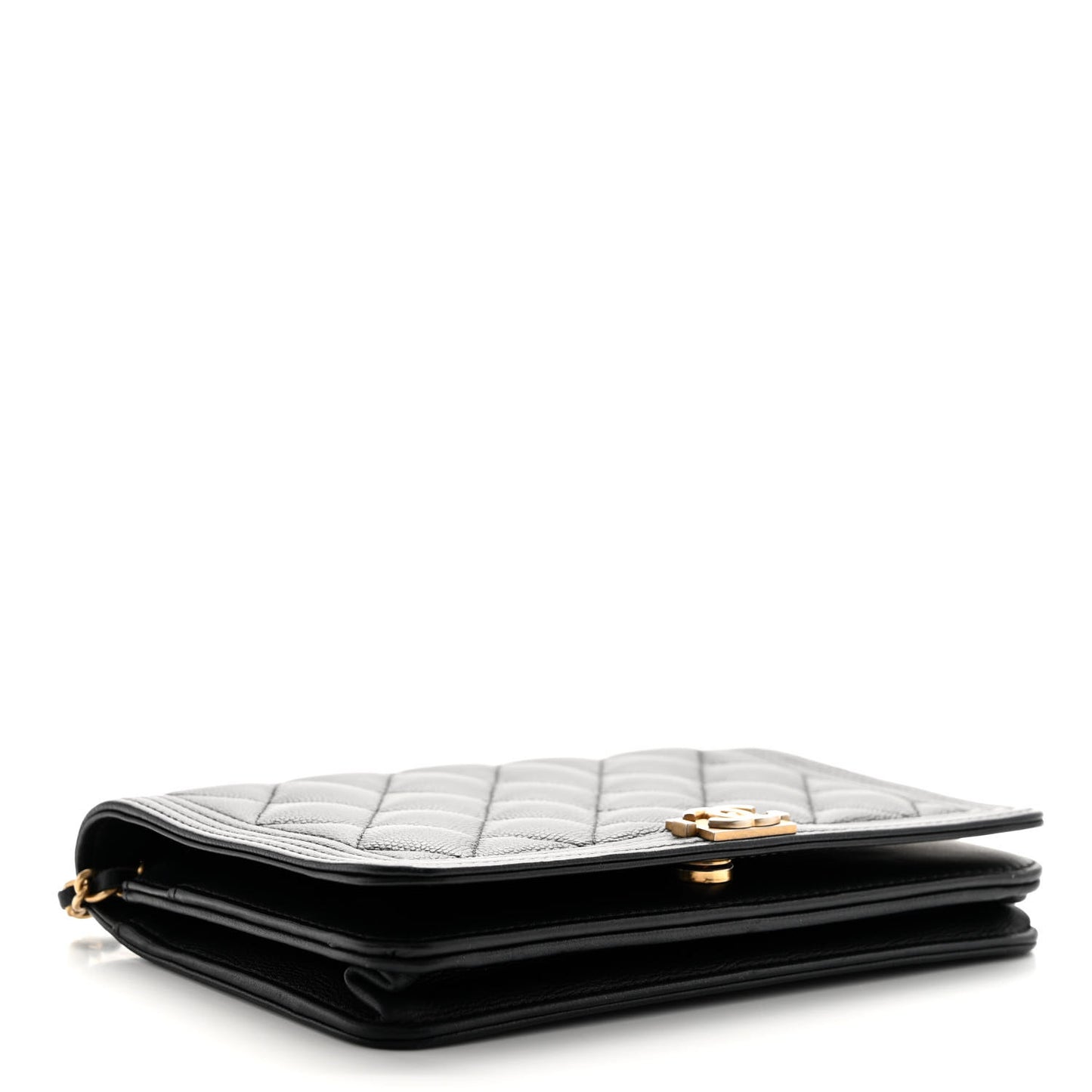 Caviar Quilted Boy Wallet On Chain WOC Black