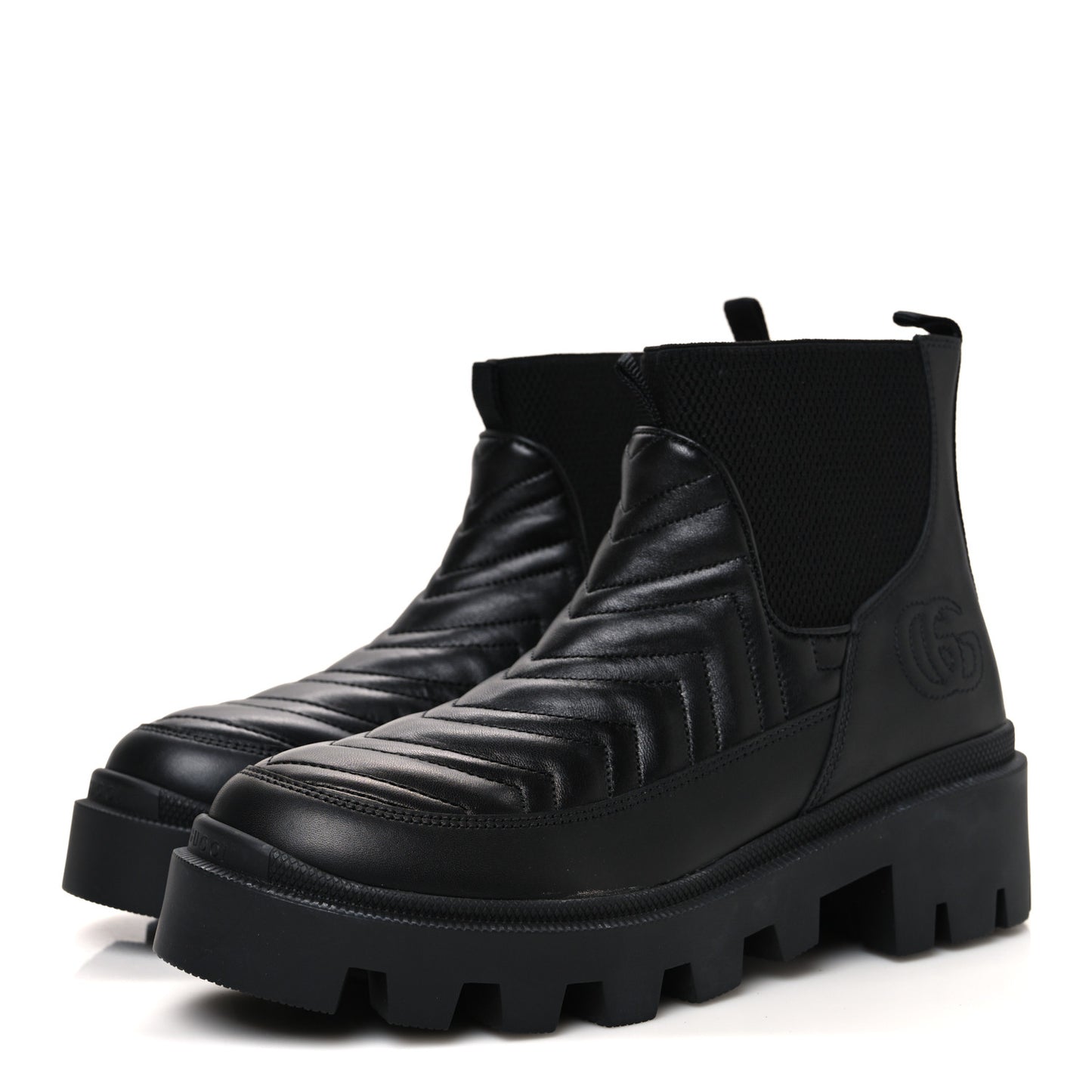 Calfskin Nappa Matelasse Frances Chelsea Boots 38.5 Black
