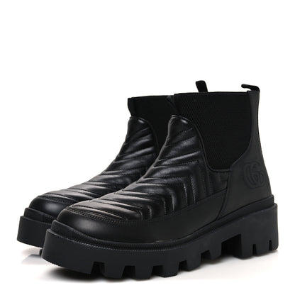 Gucci Calfskin Nappa Matelasse Frances Chelsea Boots 38.5 Black 4 of 13