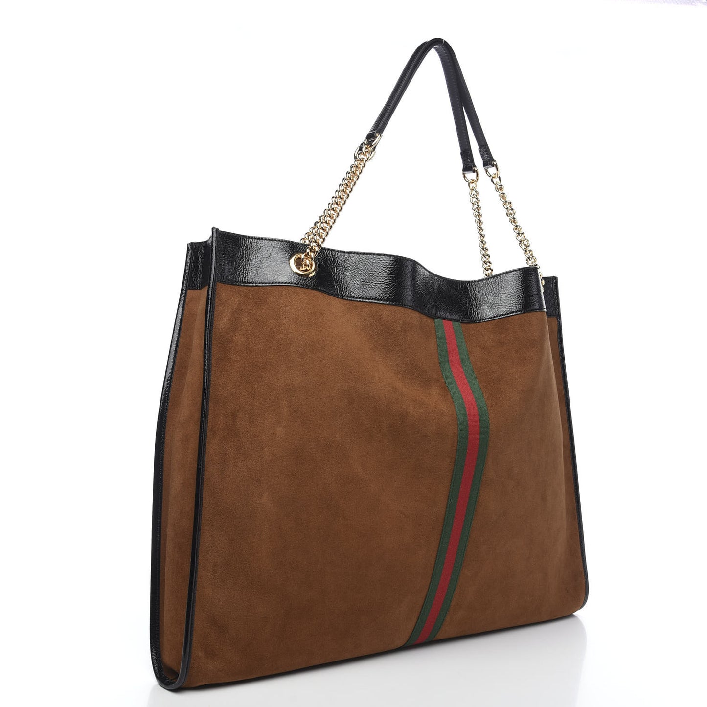 Suede Patent Maxi Rajah Chain Tote Nocciola Black