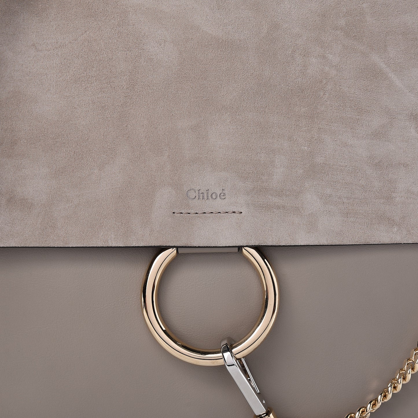Calfskin Suede Medium Faye Shoulder Bag Motty Grey