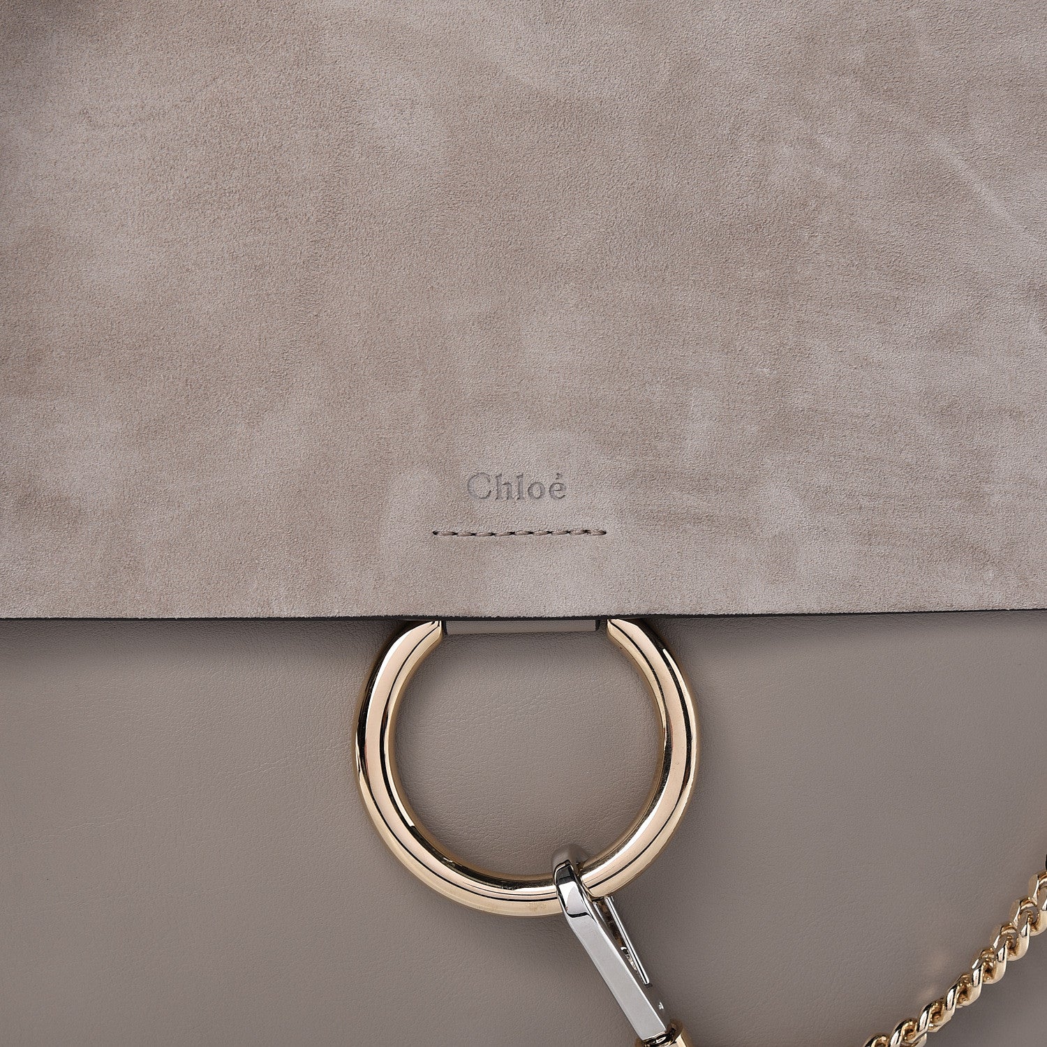 Chloe Calfskin Suede Medium Faye Shoulder Bag Motty Grey 7 of 10