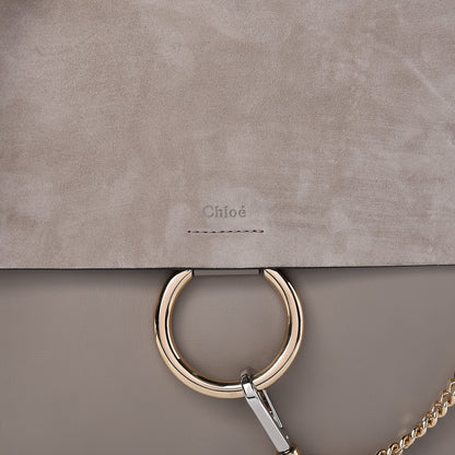 Chloe Calfskin Suede Medium Faye Shoulder Bag Motty Grey 7 of 10