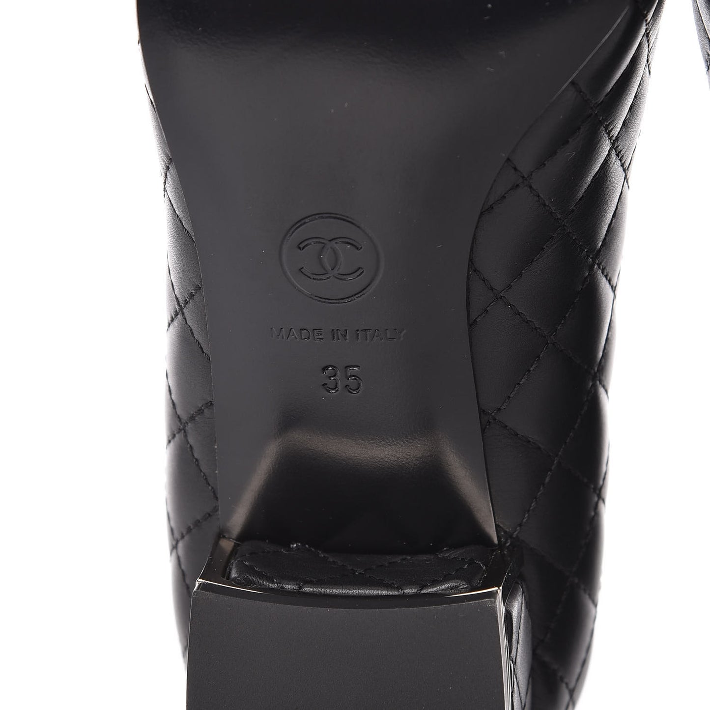 Aged Calfskin Grosgrain Quilted Cap Toe Pumps 35 Black