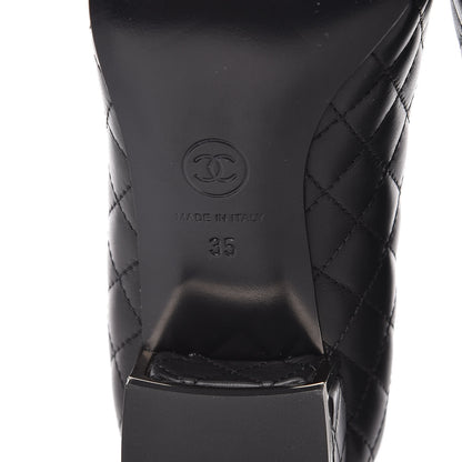 Chanel Aged Calfskin Grosgrain Quilted Cap Toe Pumps 35 Black 6 of 10