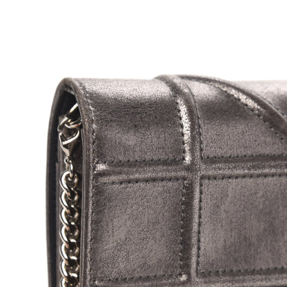 Christian Dior Metallic Brushed Calfskin Diorama Wallet on Chain Pouch Gunmetal 10 of 12