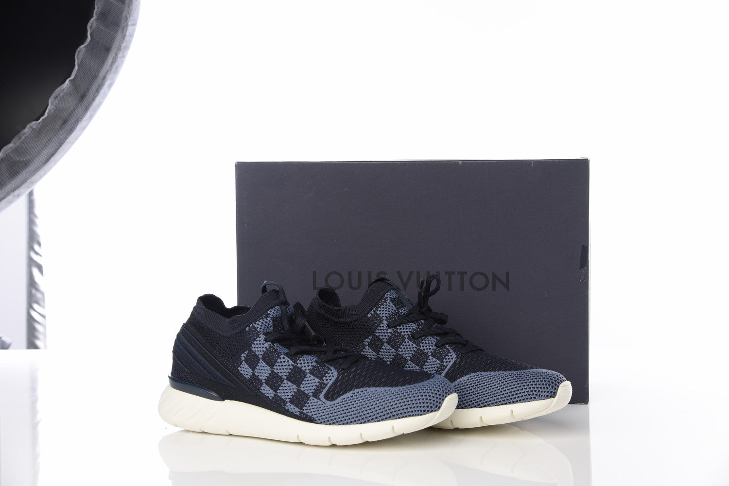 Louis Vuitton Knit Damier Fastlane Sneakers 8 Blue 29 of 30