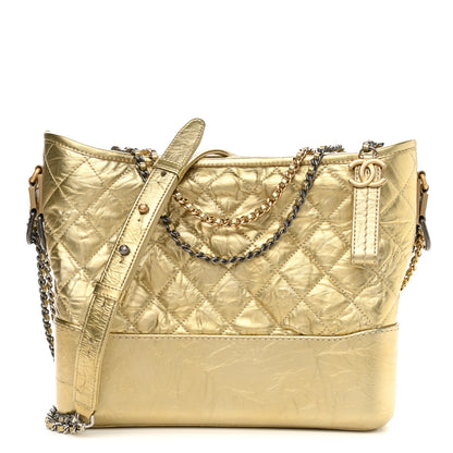 Chanel Metallic Lambskin Calfskin Quilted Medium Gabrielle Hobo Gold 1 of 9