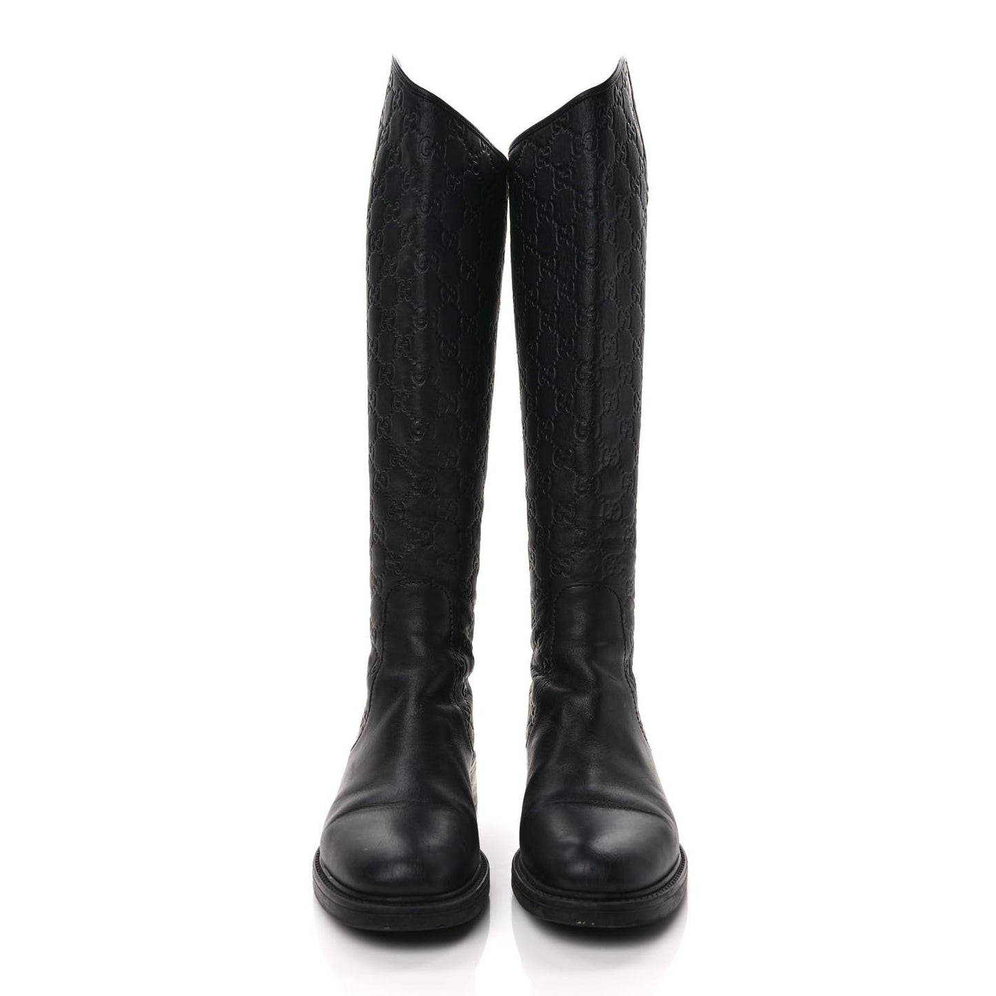 Guccissima Calfskin Miro Soft Knee High Riding Boots 37.5 Black