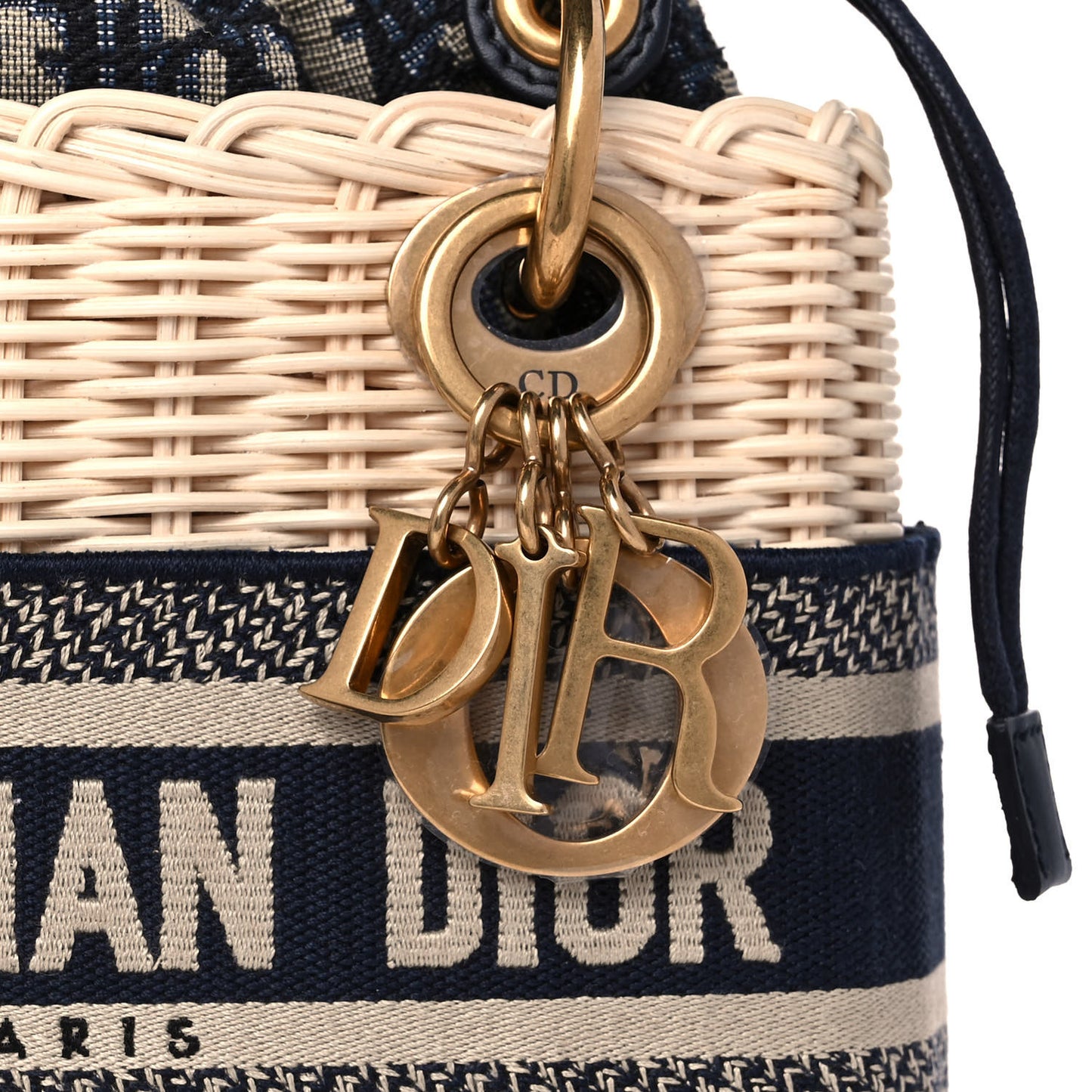 Wicker Oblique Mini Lady Dior Bag Blue