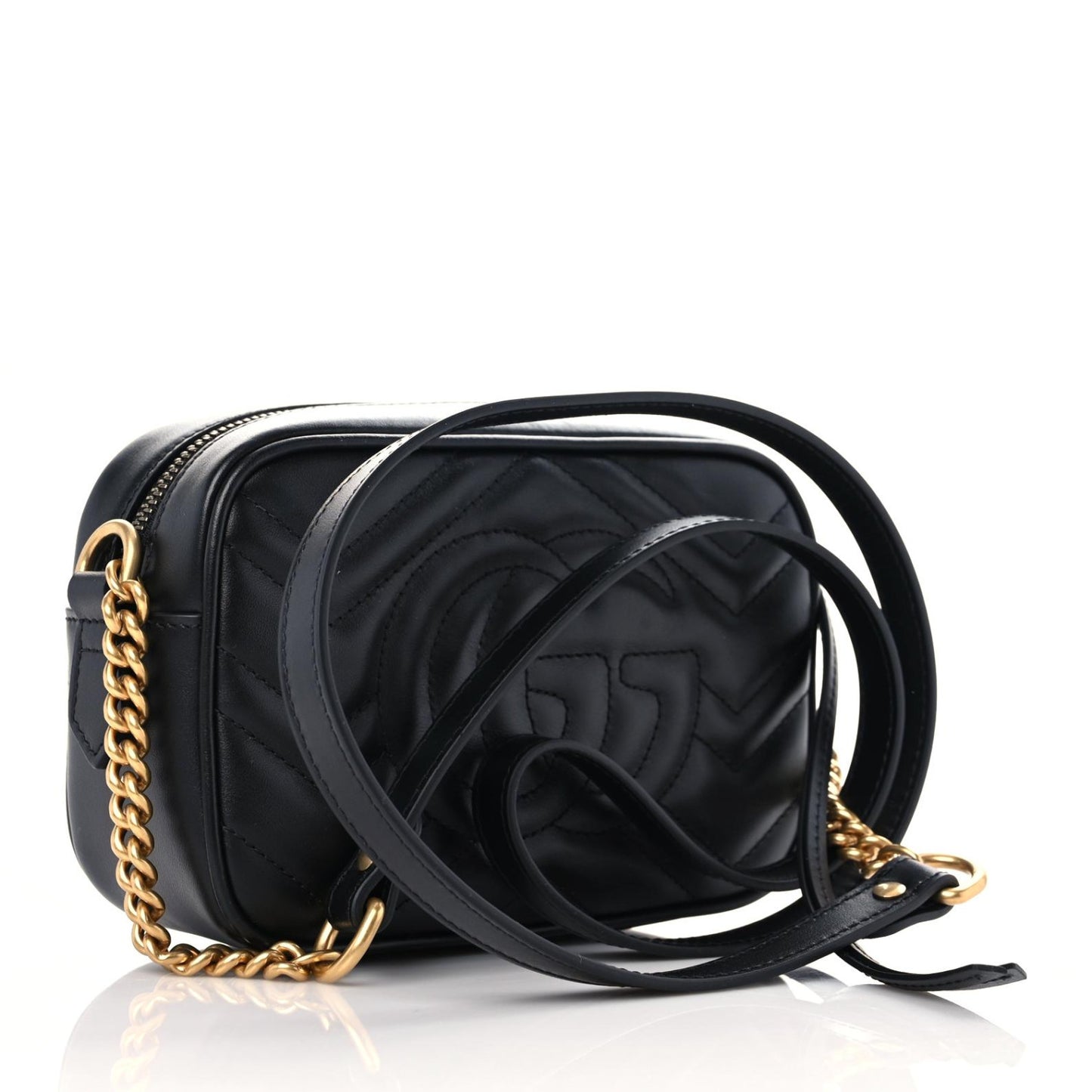 Calfskin Matelasse Mini GG Marmont Chain Shoulder Bag Black