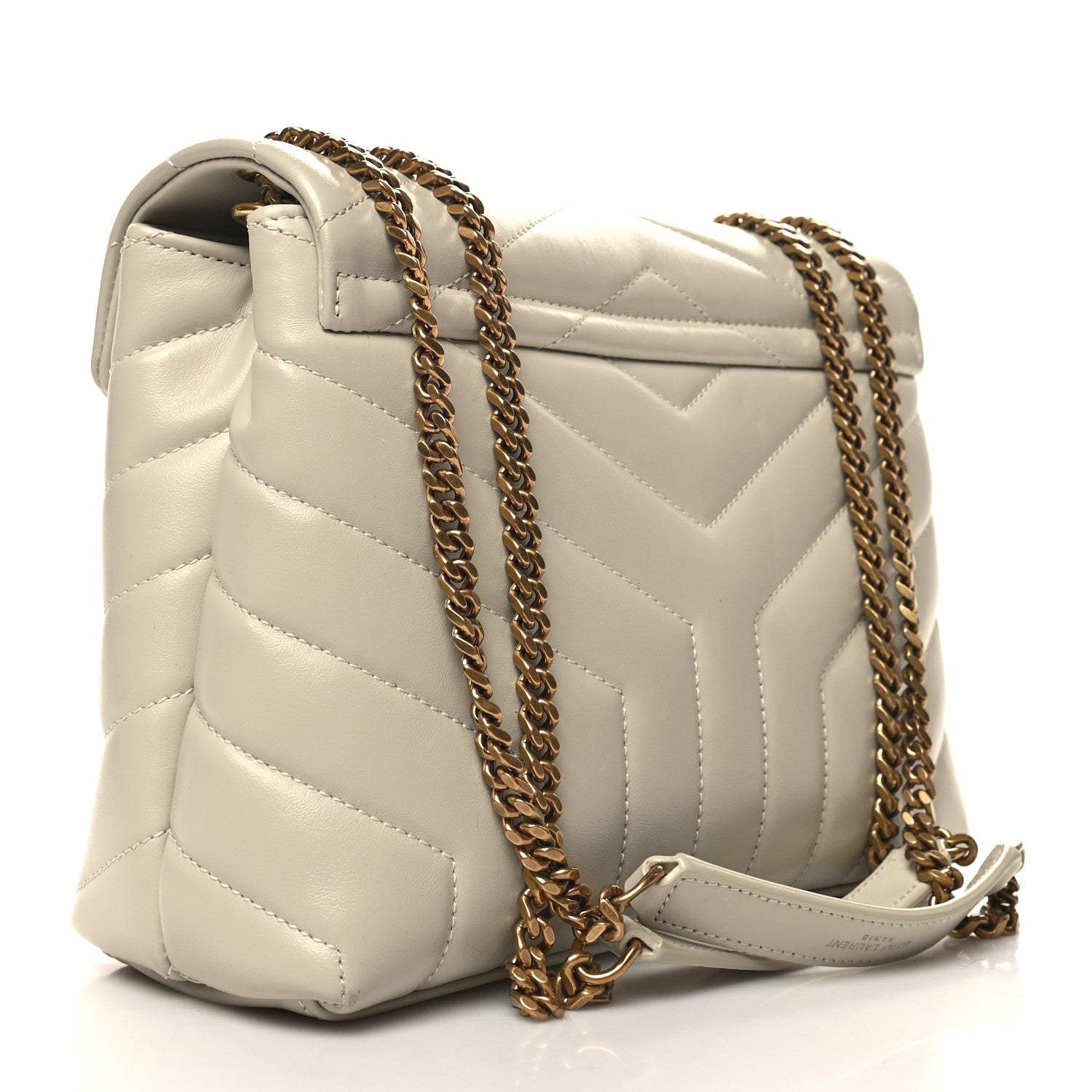 Saint Laurent Calfskin Y Quilted Monogram Small Loulou Chain Satchel Blanc Vintage 3 of 11