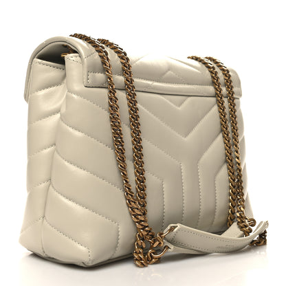 Saint Laurent Calfskin Y Quilted Monogram Small Loulou Chain Satchel Blanc Vintage 3 of 11
