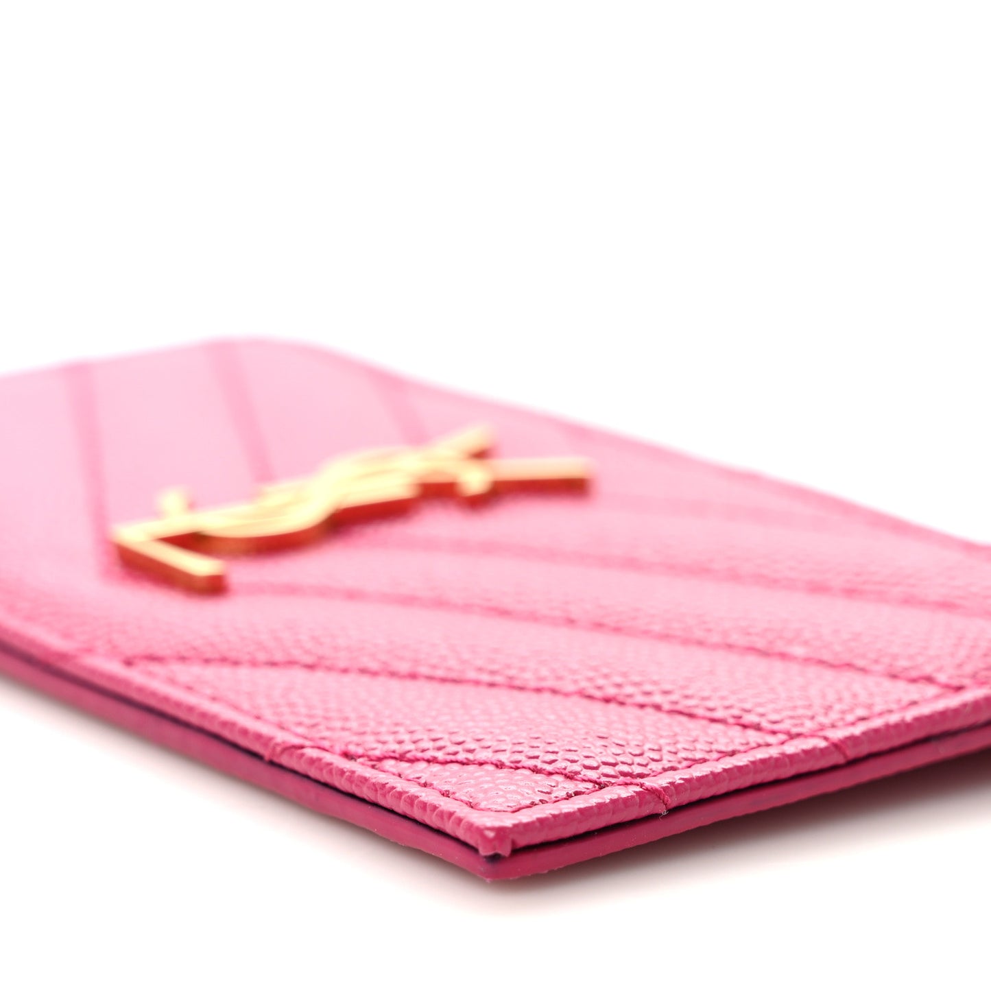 Grain De Poudre Matelasse Chevron Monogram Fragments Zippered Card Case Fresh Fuxia