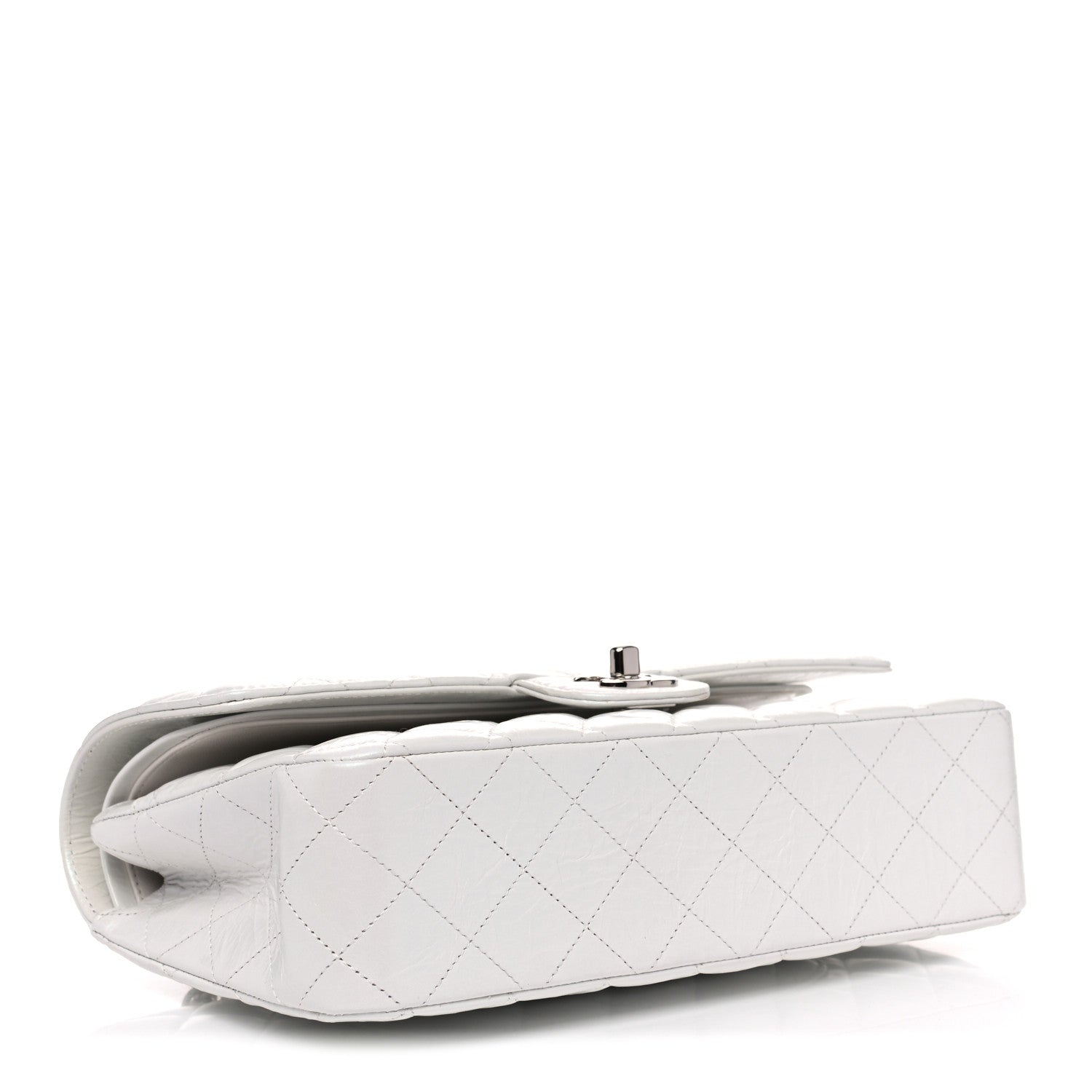 Chanel Iridescent Crumpled Calfskin Quilted Medium Double Flap White 4 of 10