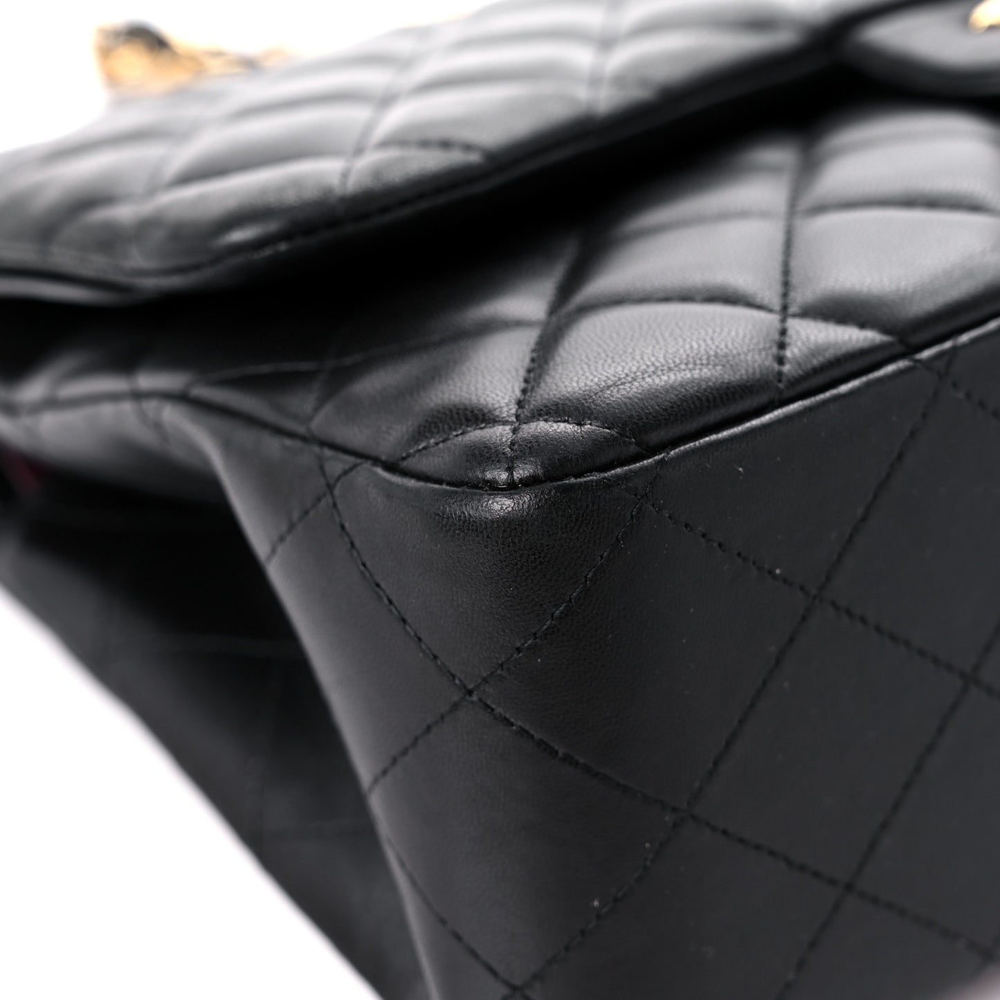 Lambskin Quilted Jumbo Double Flap Black