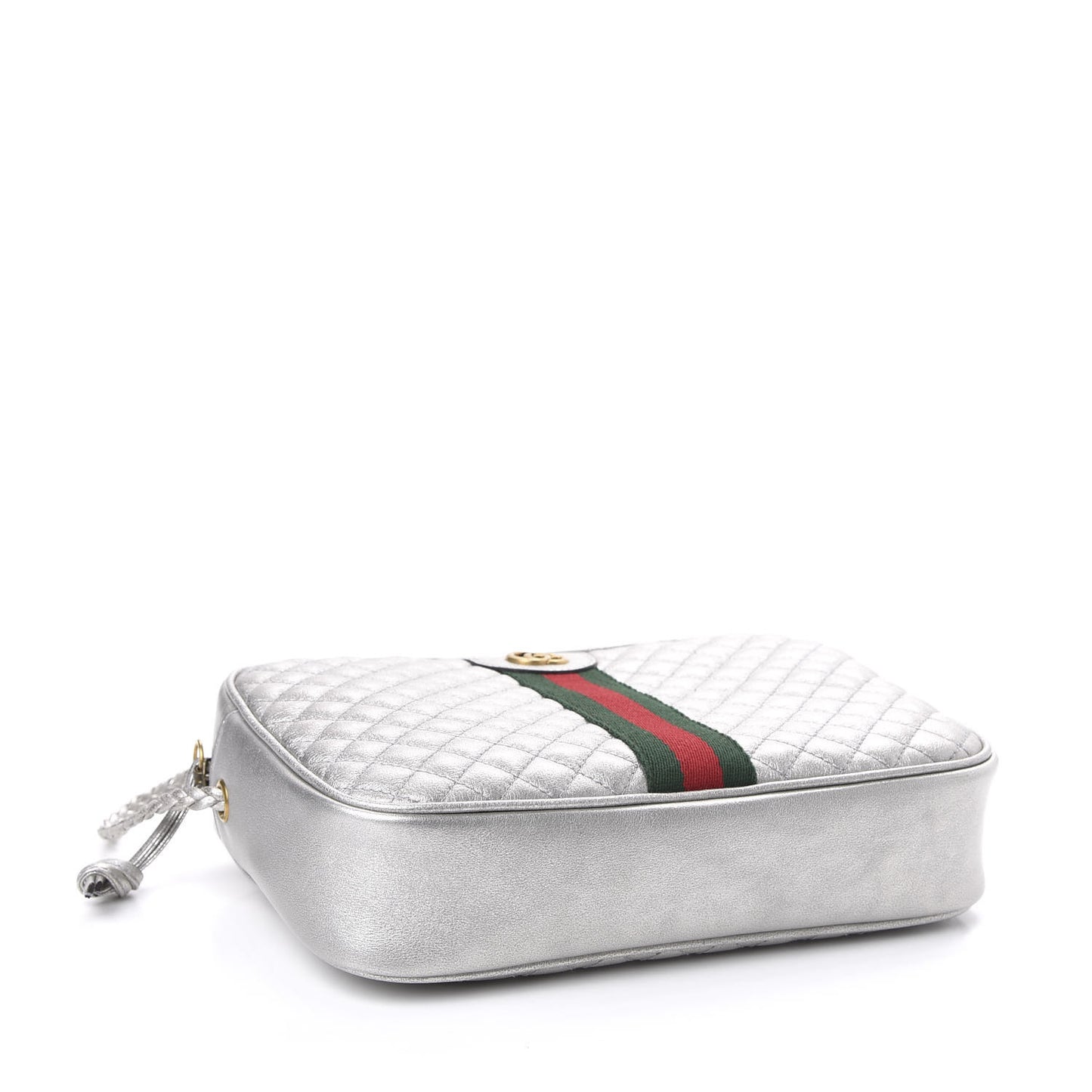 Laminated Nappa Web Trapuntata Small GG Shoulder Bag Argento