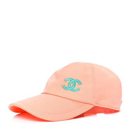 Chanel Cotton CC Cap Hat Orange Turquoise 1 of 4