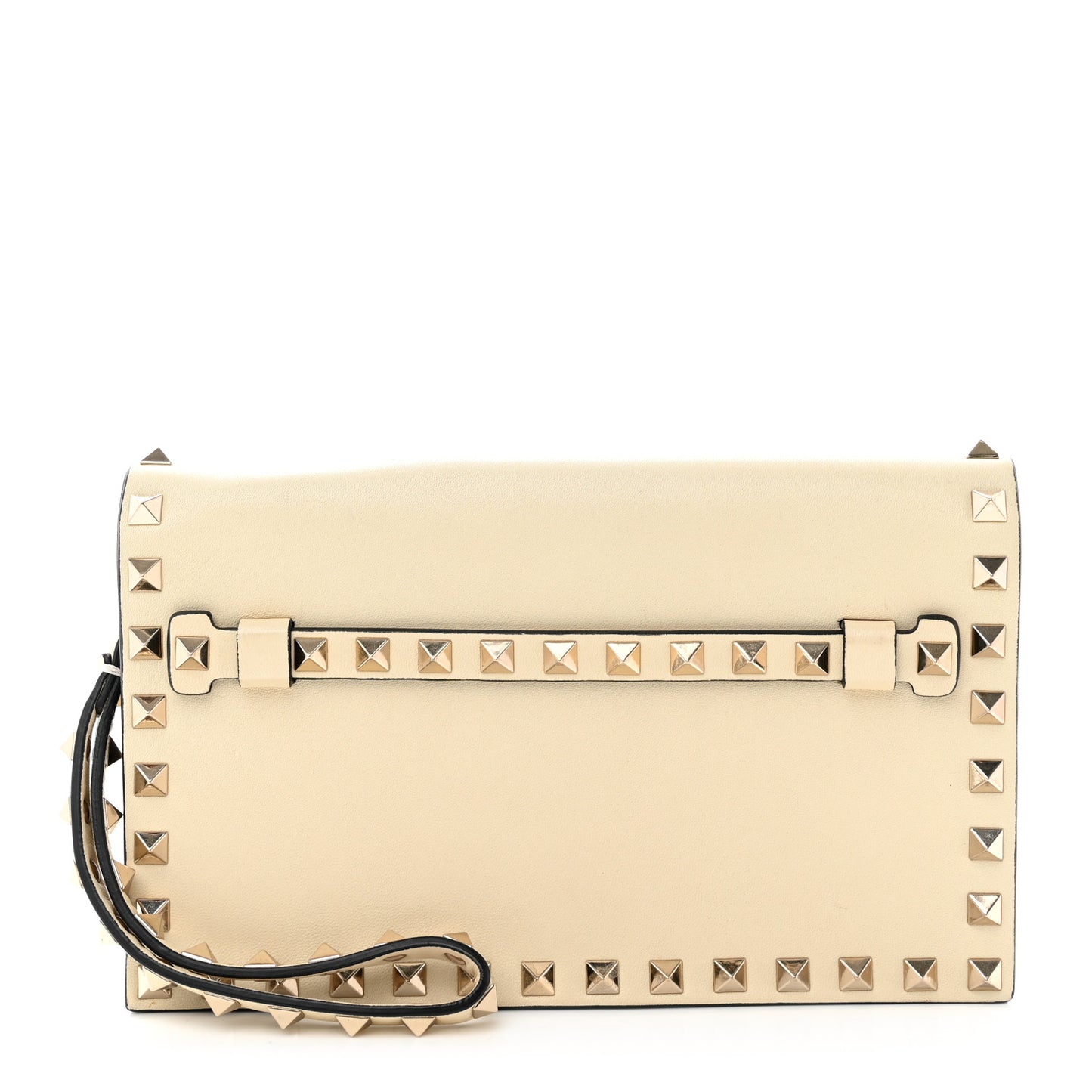 Nappa Rockstud Wristlet Clutch White