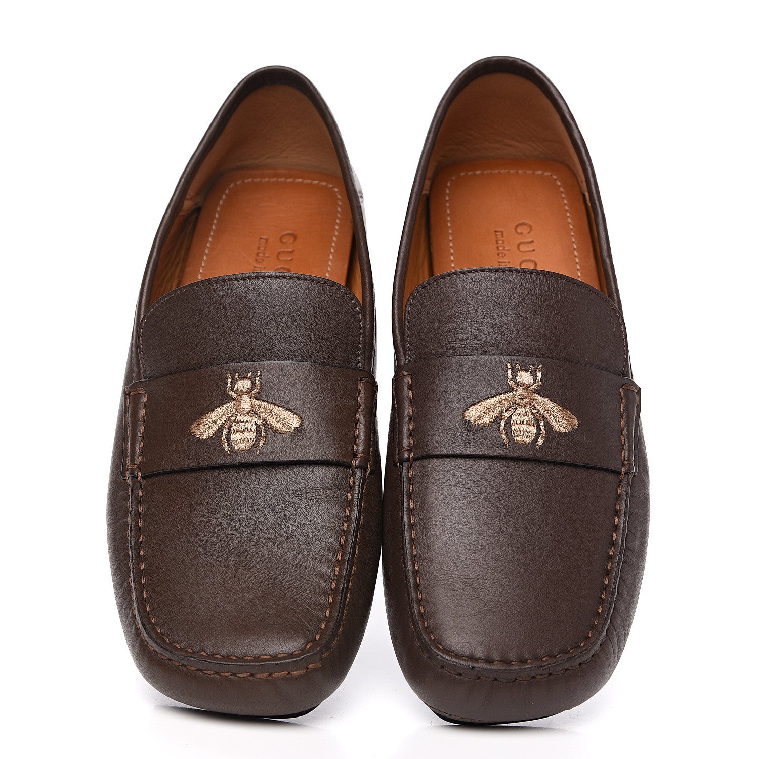 Gucci Nappa Mens Bee Driver Loafers 6.5 Cuir 7 of 10