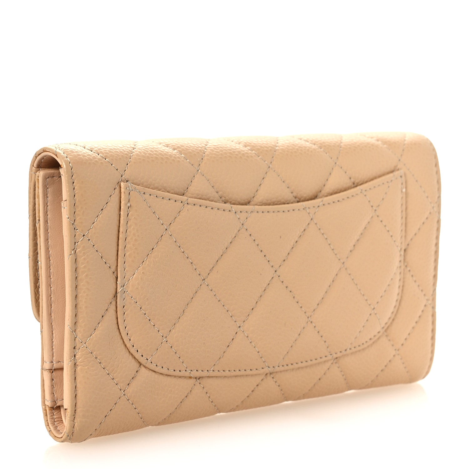 Chanel Caviar Quilted Large Gusset Flap Wallet Beige 2 of 13