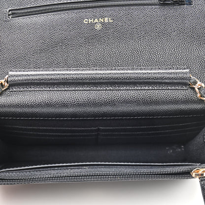 Chanel Caviar Quilted Wallet With Charms On Chain WOC Black 4 of 10