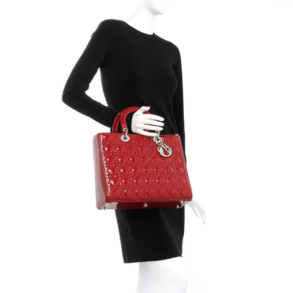 Christian Dior Patent Cannage Large Lady Dior Red 3 of 9