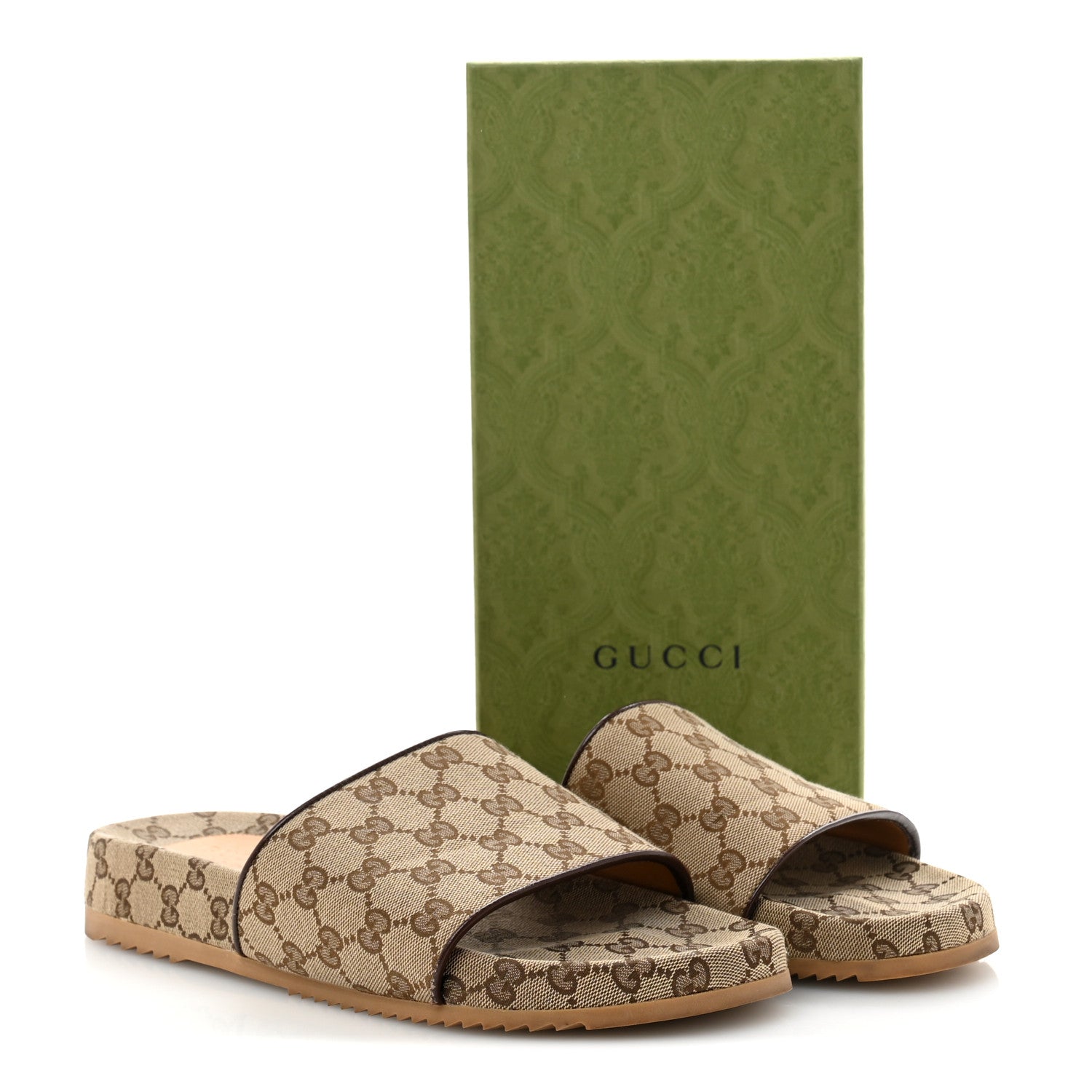 Gucci Canvas GG Monogram Mens Slide Sandals 11 Beige 10 of 10