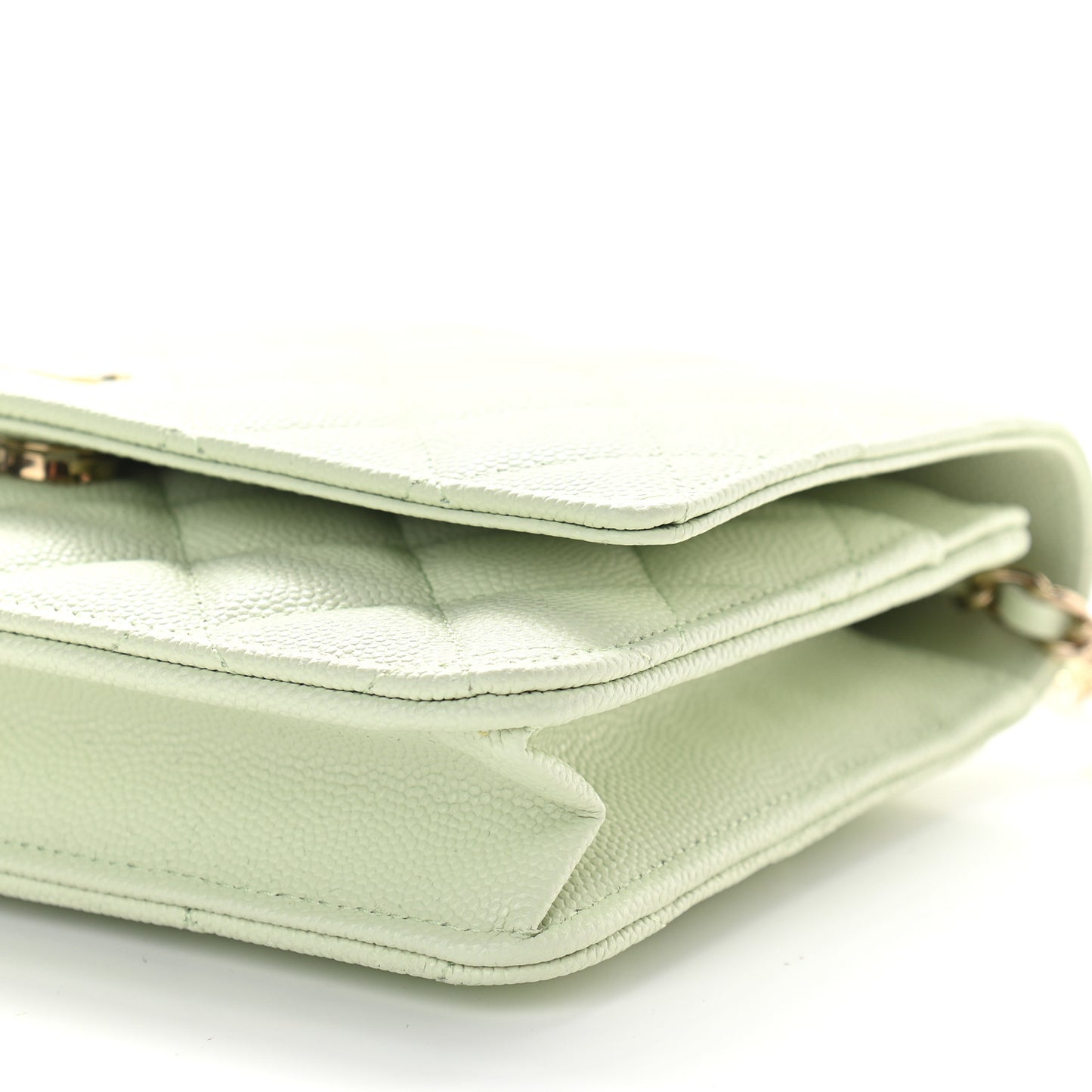 Caviar Quilted Wallet On Chain WOC Light Green