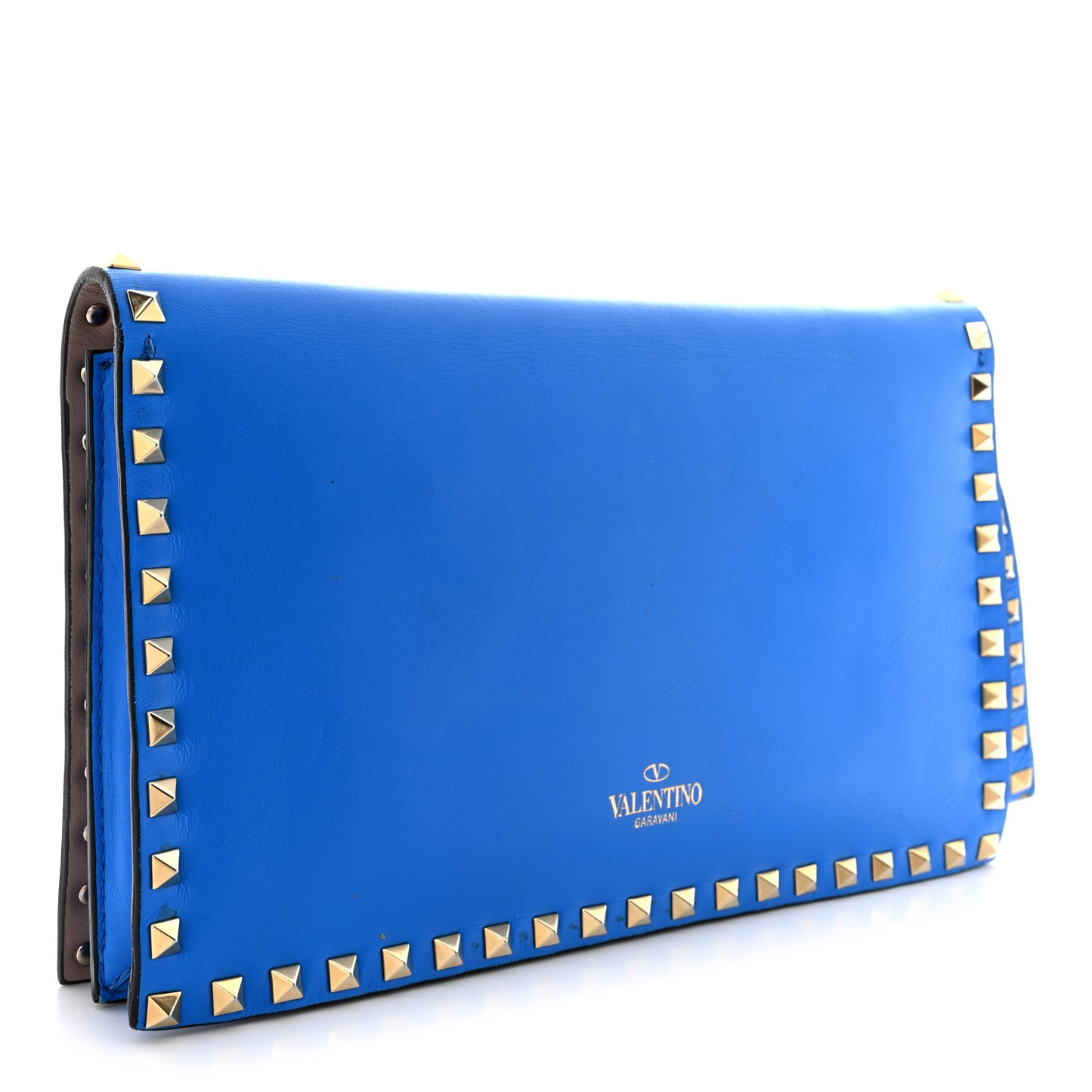 Nappa Rockstud Wristlet Clutch Blue Fluo