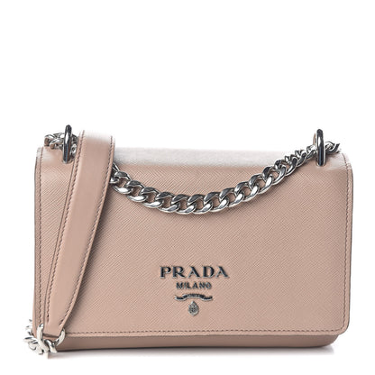 Prada Saffiano Soft Calfskin Chain Crossbody Bag Cipria 1 of 9