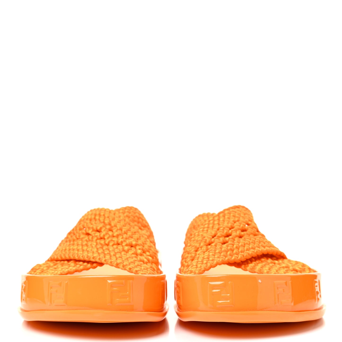 Raffia Rubber FF Woven Reflections Crisscross Slide Sandals 38 Arancio Clementina