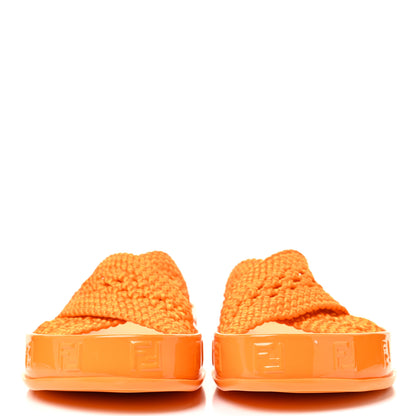 Fendi Raffia Rubber FF Woven Reflections Crisscross Slide Sandals 38 Arancio Clementina 2 of 10