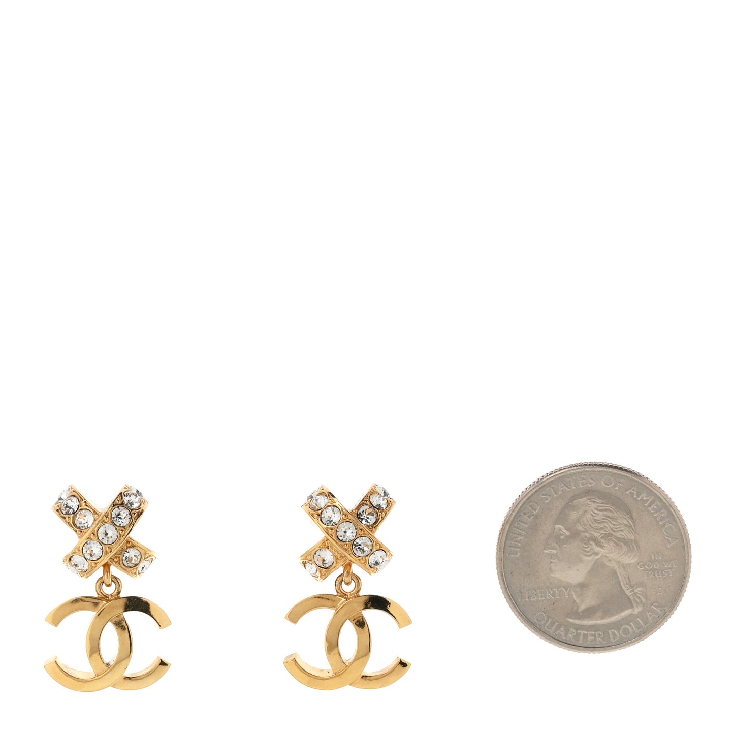 Crystal CC X Drop Earrings Gold
