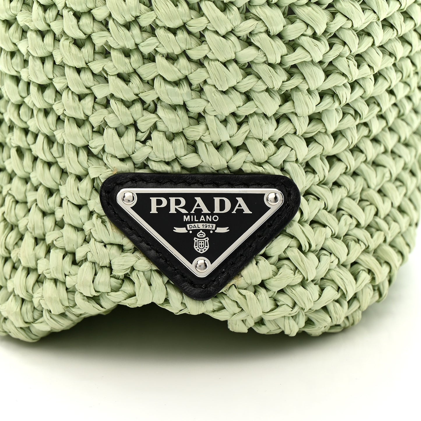 Yarn Raffia Effect Crochet Small Logo Tote Acqua