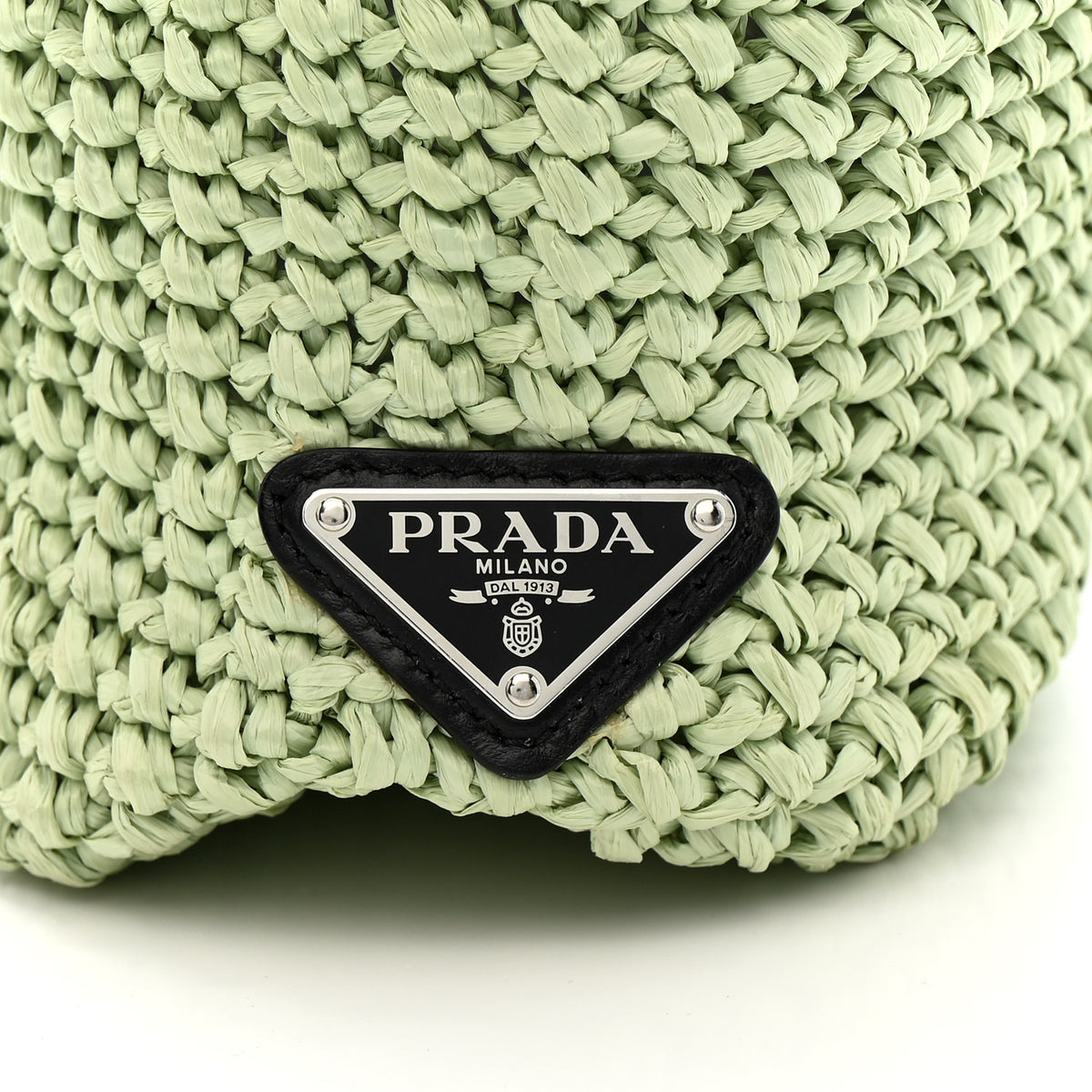 Yarn Raffia Effect Crochet Small Logo Tote Acqua