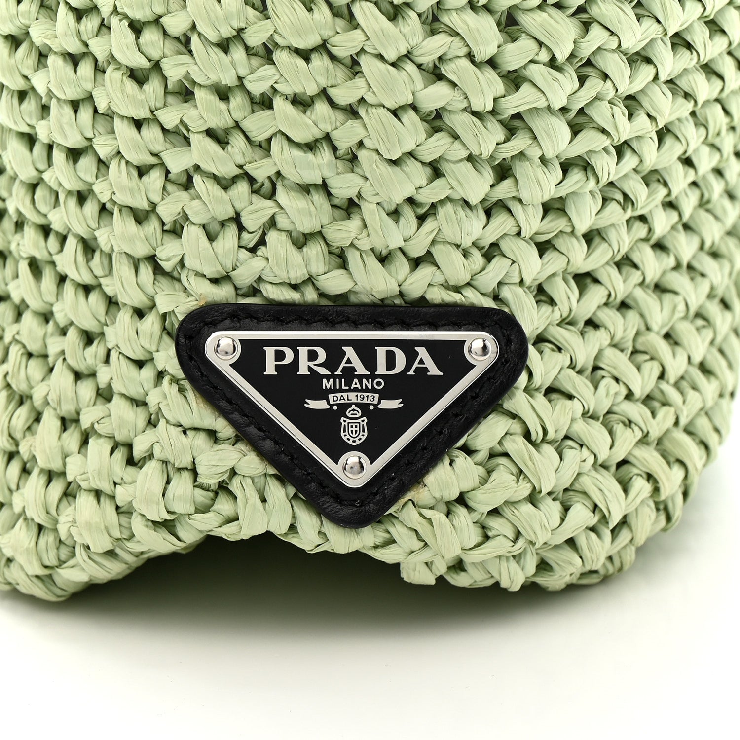 Prada Yarn Raffia Effect Crochet Small Logo Tote Acqua 8 of 11