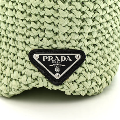 Prada Yarn Raffia Effect Crochet Small Logo Tote Acqua 8 of 11