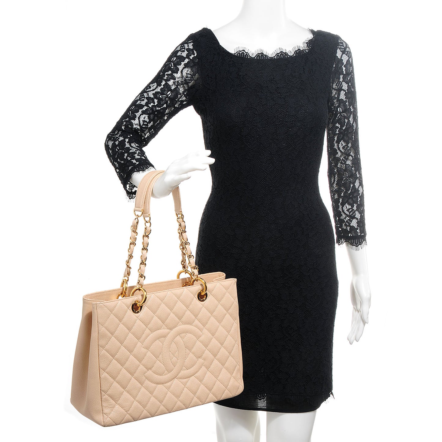 Caviar Grand Shopping Tote GST Beige Clair