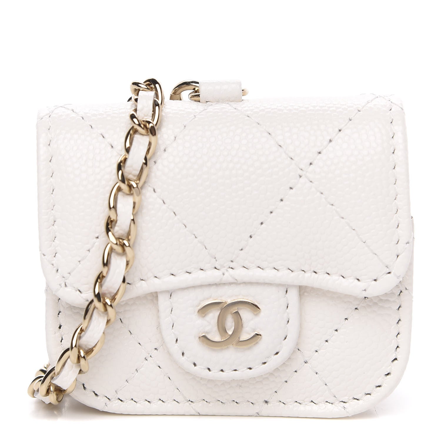 Chanel Caviar Quilted Airpods Pro Case White 1 of 8