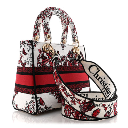 Christian Dior Canvas Le Coeur En Fleurs Embroidered Medium Lady D-Lite White Multicolor 3 of 12