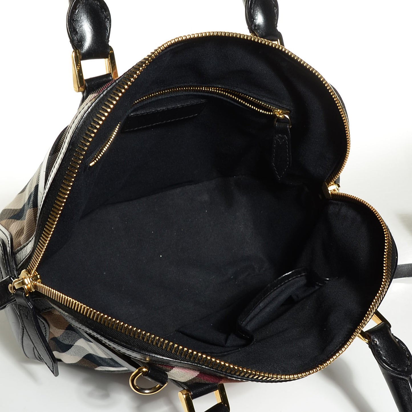 Bridle Calfskin House Check Small Orchard Bowling Bag Black