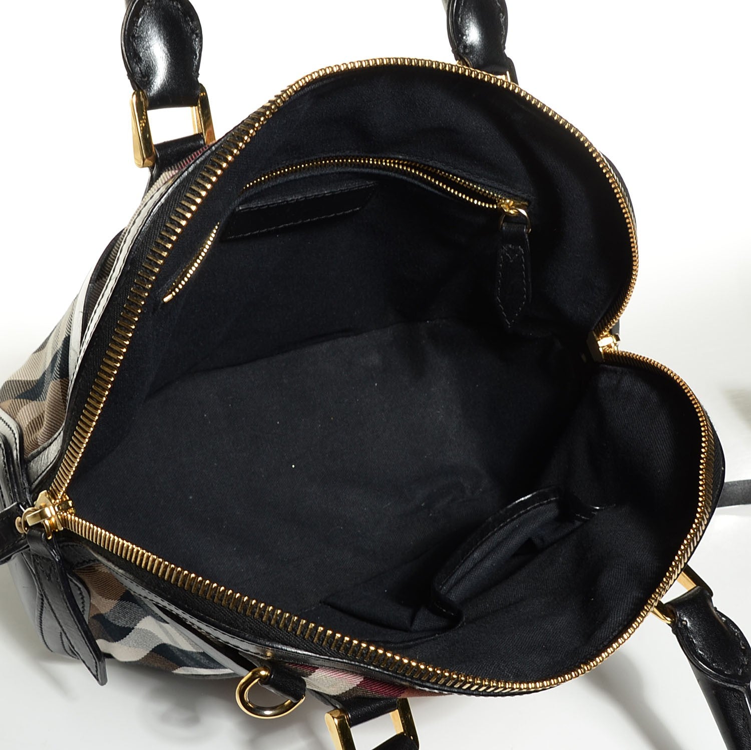 Burberry Bridle Calfskin House Check Small Orchard Bowling Bag Black 6 of 12