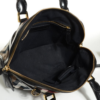 Burberry Bridle Calfskin House Check Small Orchard Bowling Bag Black 6 of 12
