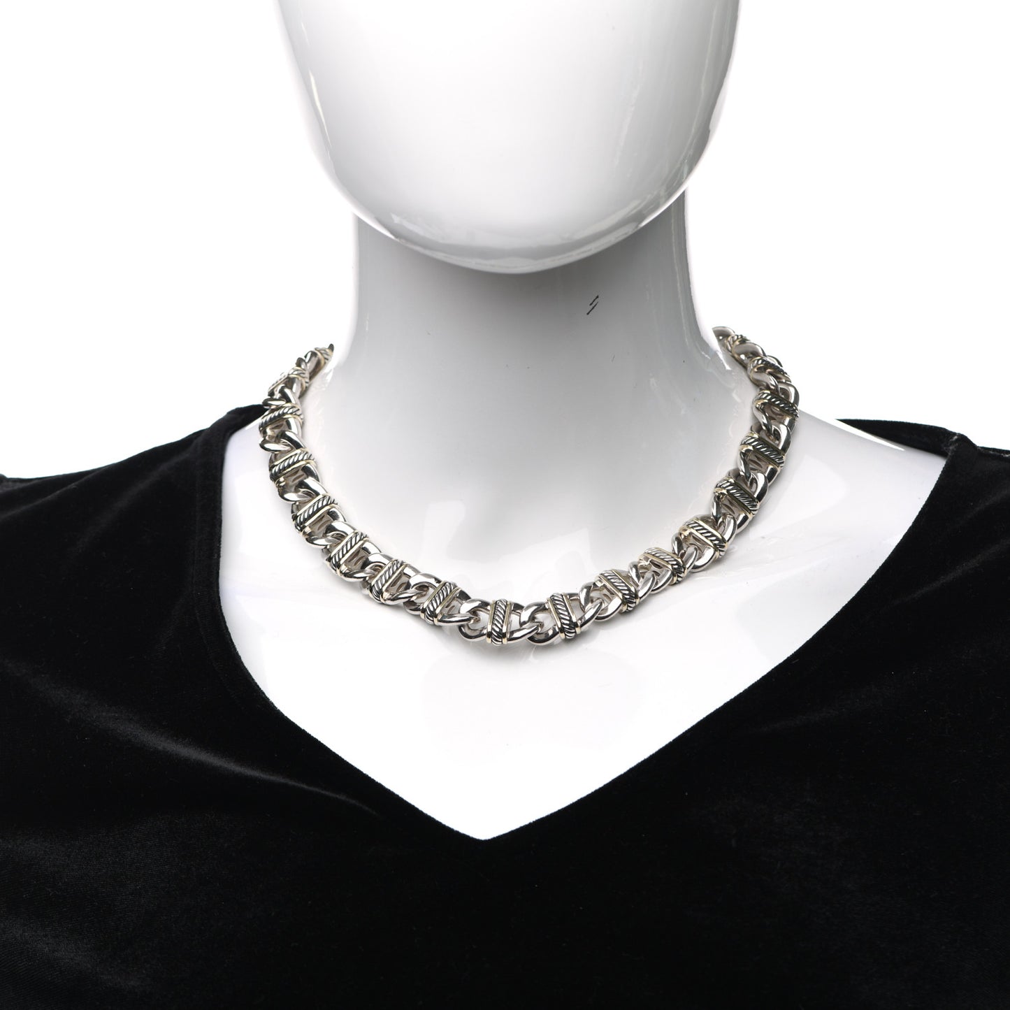 18K Yellow Gold Sterling Silver Madison Link Chain Necklace