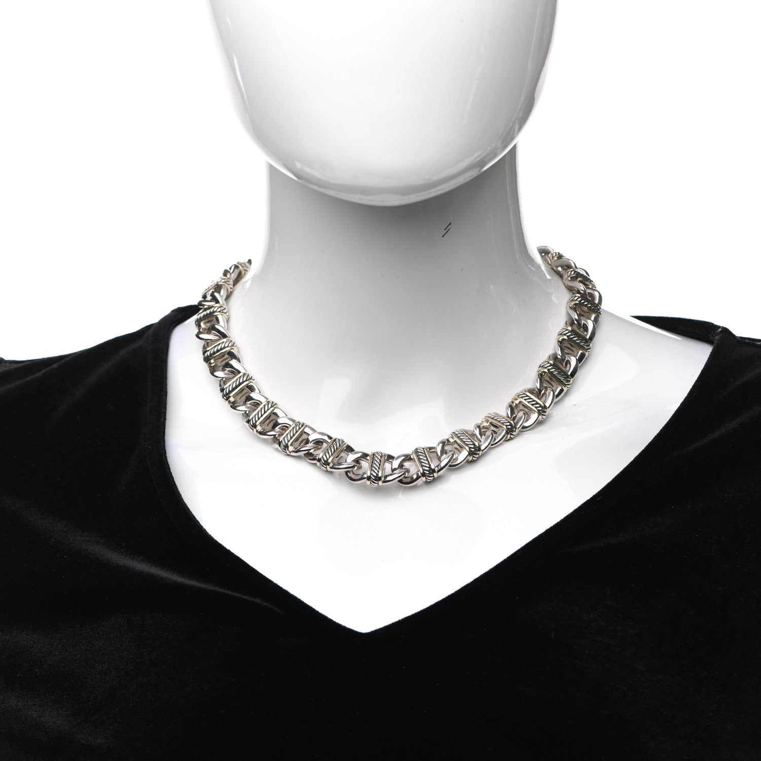 David Yurman 18K Yellow Gold Sterling Silver Madison Link Chain Necklace 2 of 4