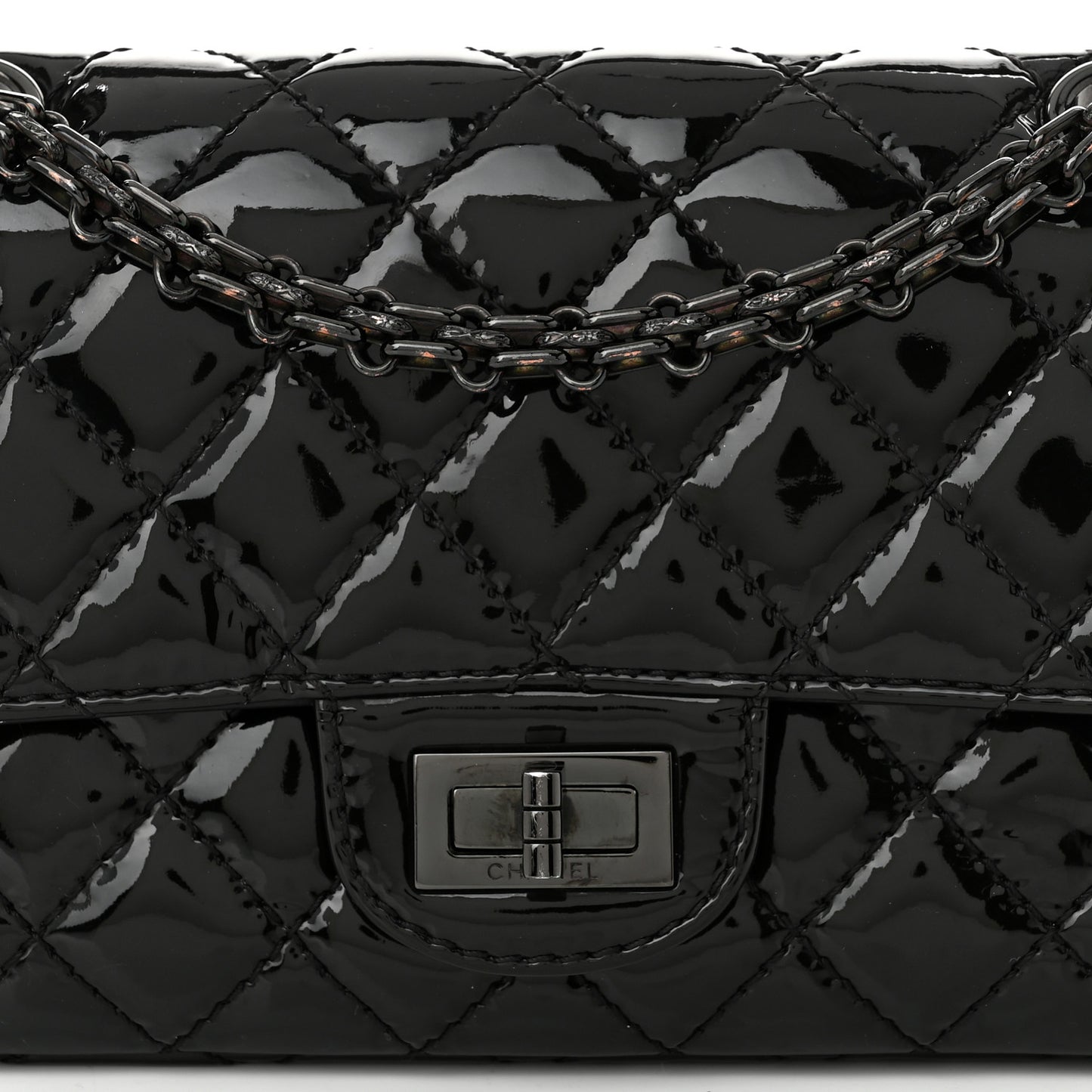 Patent Calfskin Quilted 2.55 Reissue Mini Flap So Black